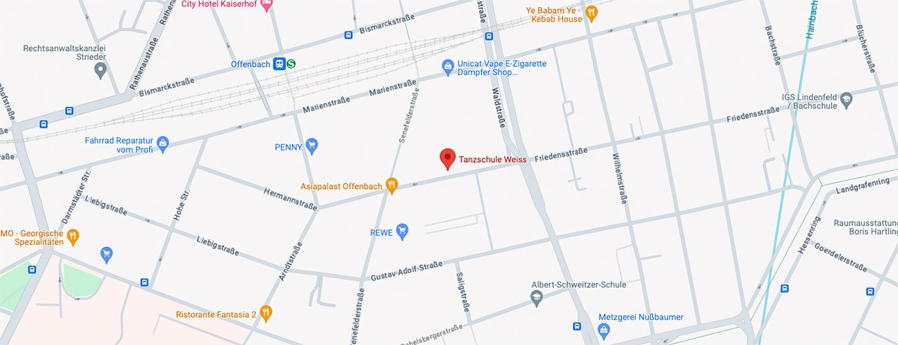 Google Maps Standort der Tanzschule Weiss in Offenbach