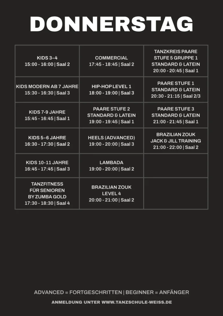 Donnerstag - Tagesplan Tanzschule Weiss_1