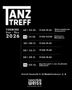 Termine Tanzschule Weiss in Offenbach am Main Tanztreff Insta Beitrag 4zu5 Ubersicht schwarz