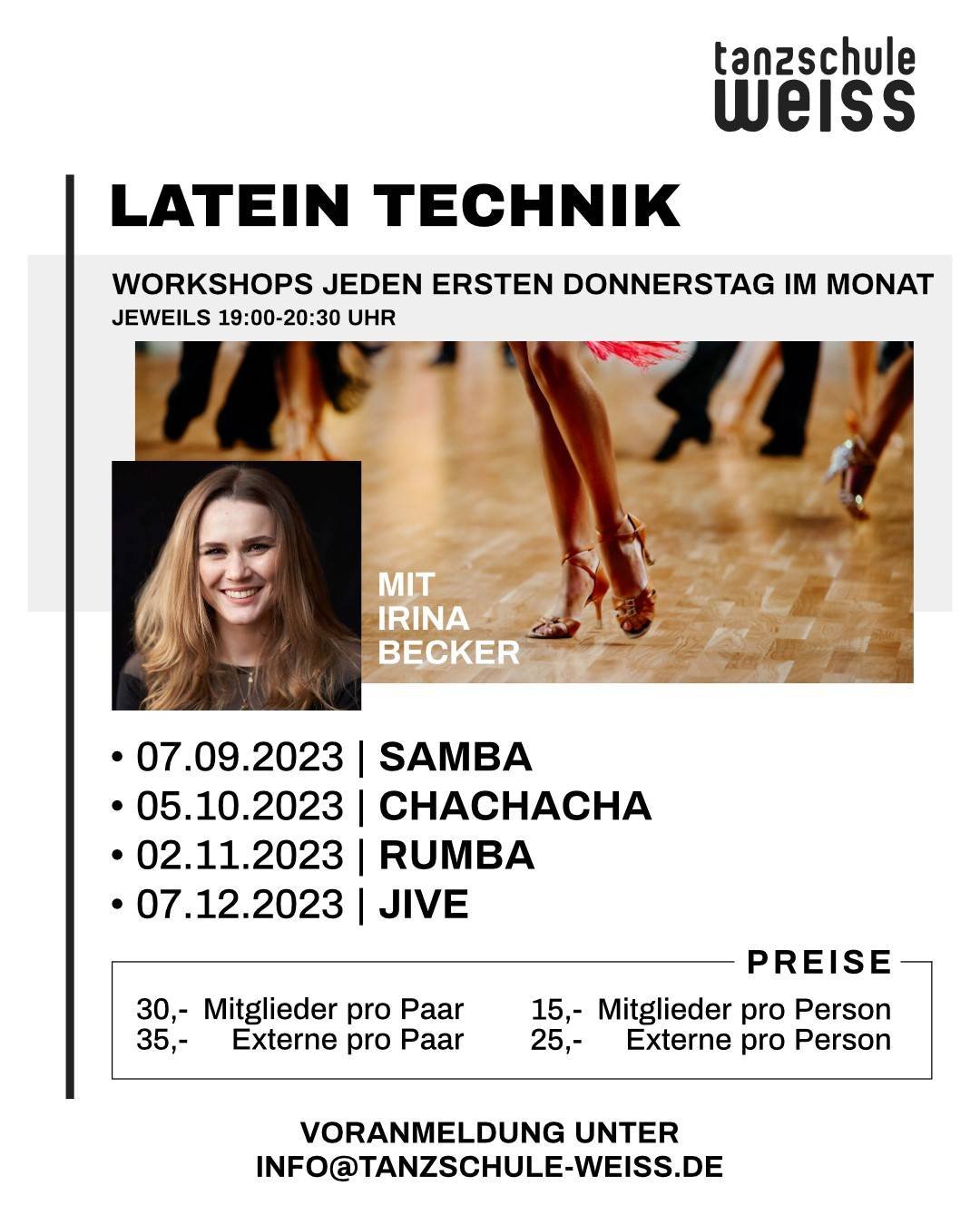 Tanzschule Weiss Latein Technik Workshops 2.23 2